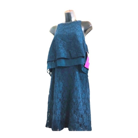 Betsey Johnson navy blue lace overlay‎ sleeveless dress size 2 new - Picture 1 of 16